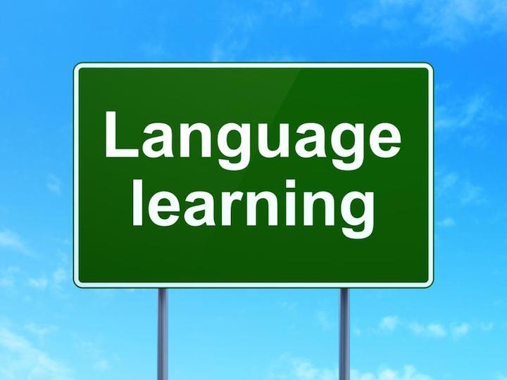 Language Learning on Road sign background