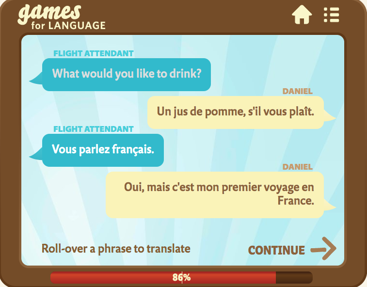 Dialogue Page, Lesson 1, French 1- Gamesforlanguage