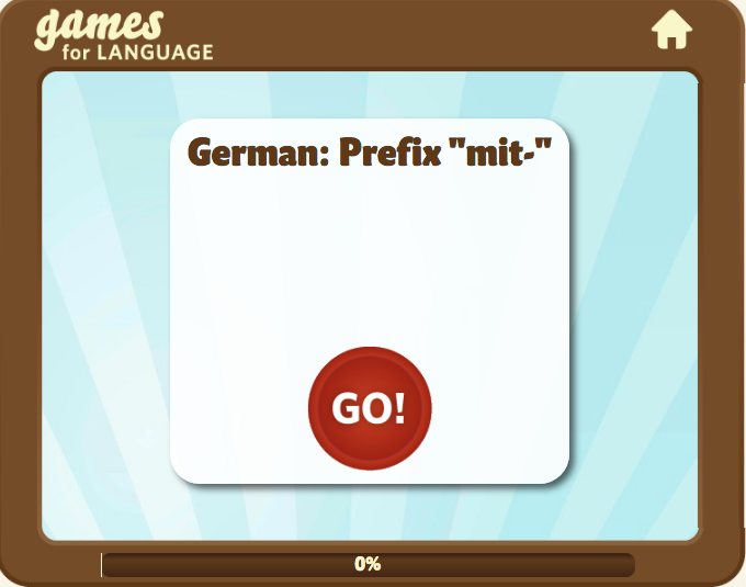 Screenshot of of German prefix "mit" Quick Game