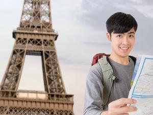 Young backpacking taveler in Paris