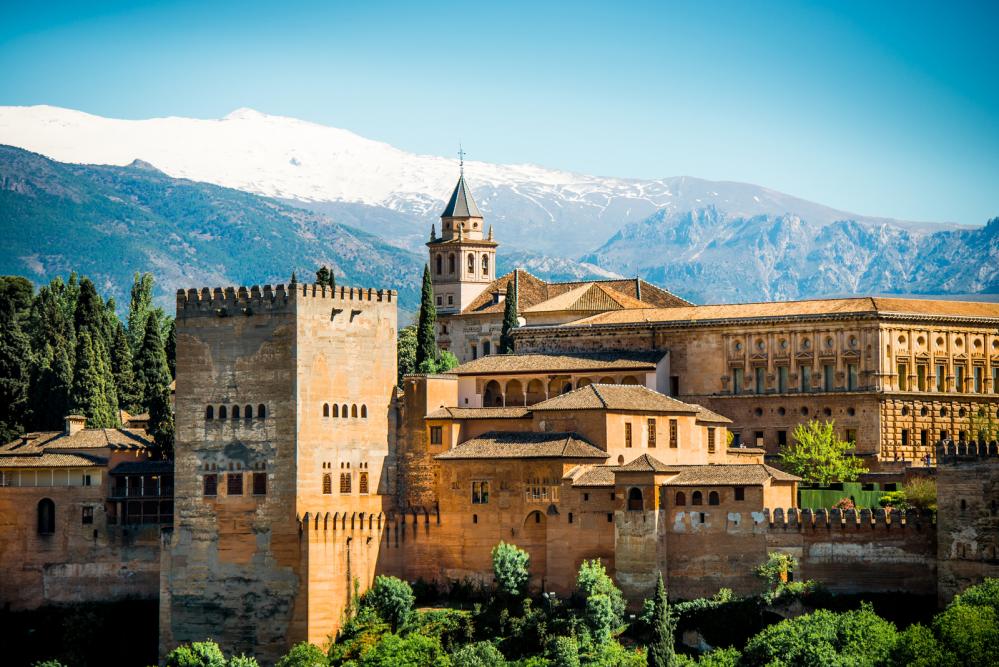 Travel memories at ancient fortress of Alhambra, Granada, Spain