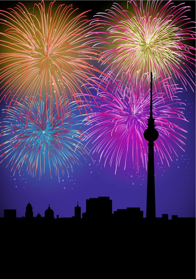 Berlin's "Langer Lulatsch" with Fireworks"- Gamesforlanguage.com