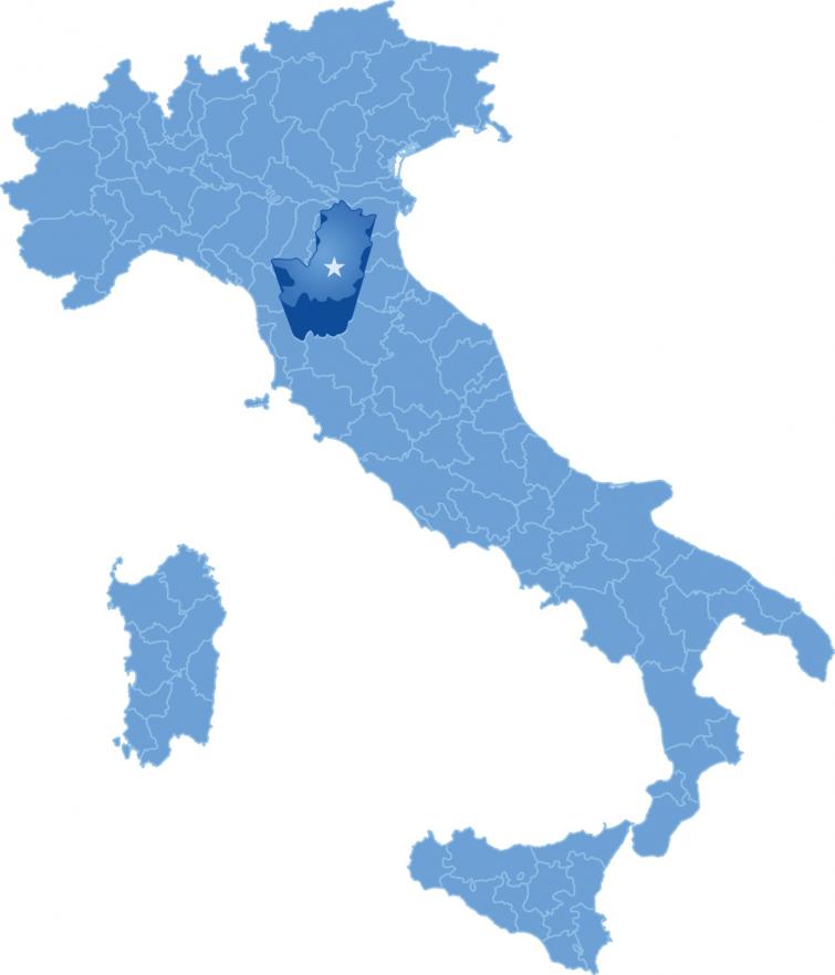 Map of Italy and Tuscany  region