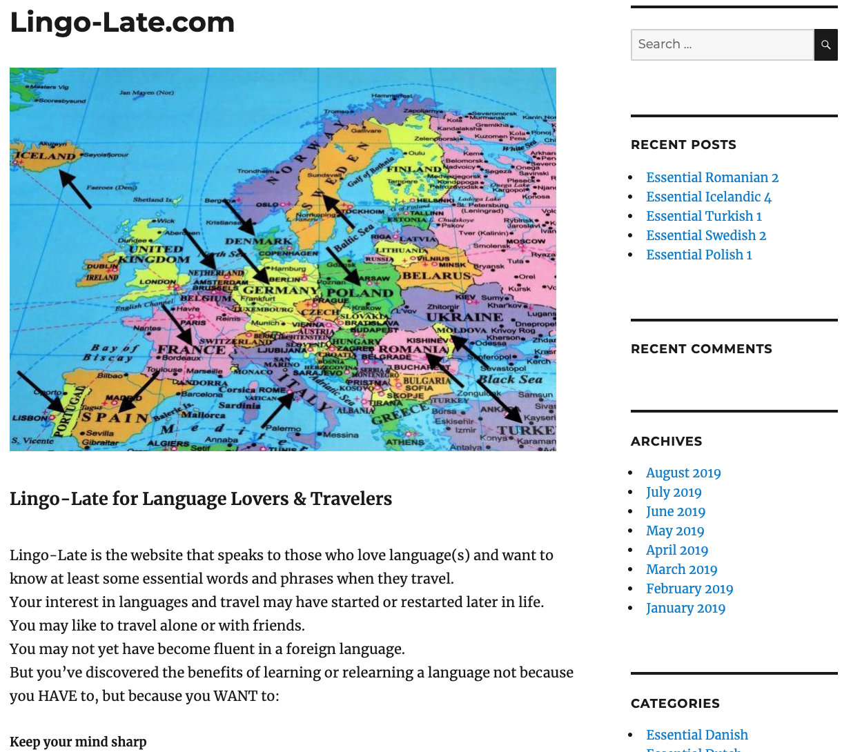Home page of Lingo-late.com