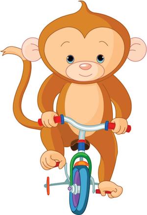 monkey on tricyle cartoon