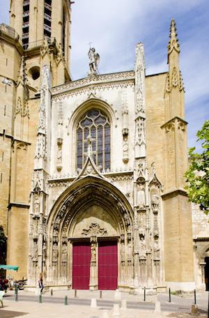 Main entrance of Cathédrale Saint Sauveur in Aix-en-Provence