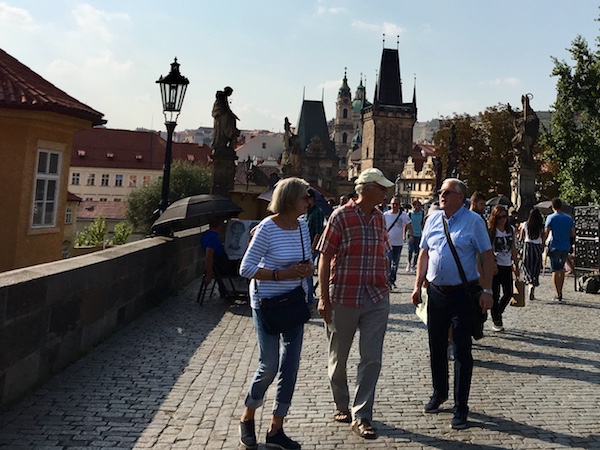 With tour guide Vaclav on Charles Bridge, Prague