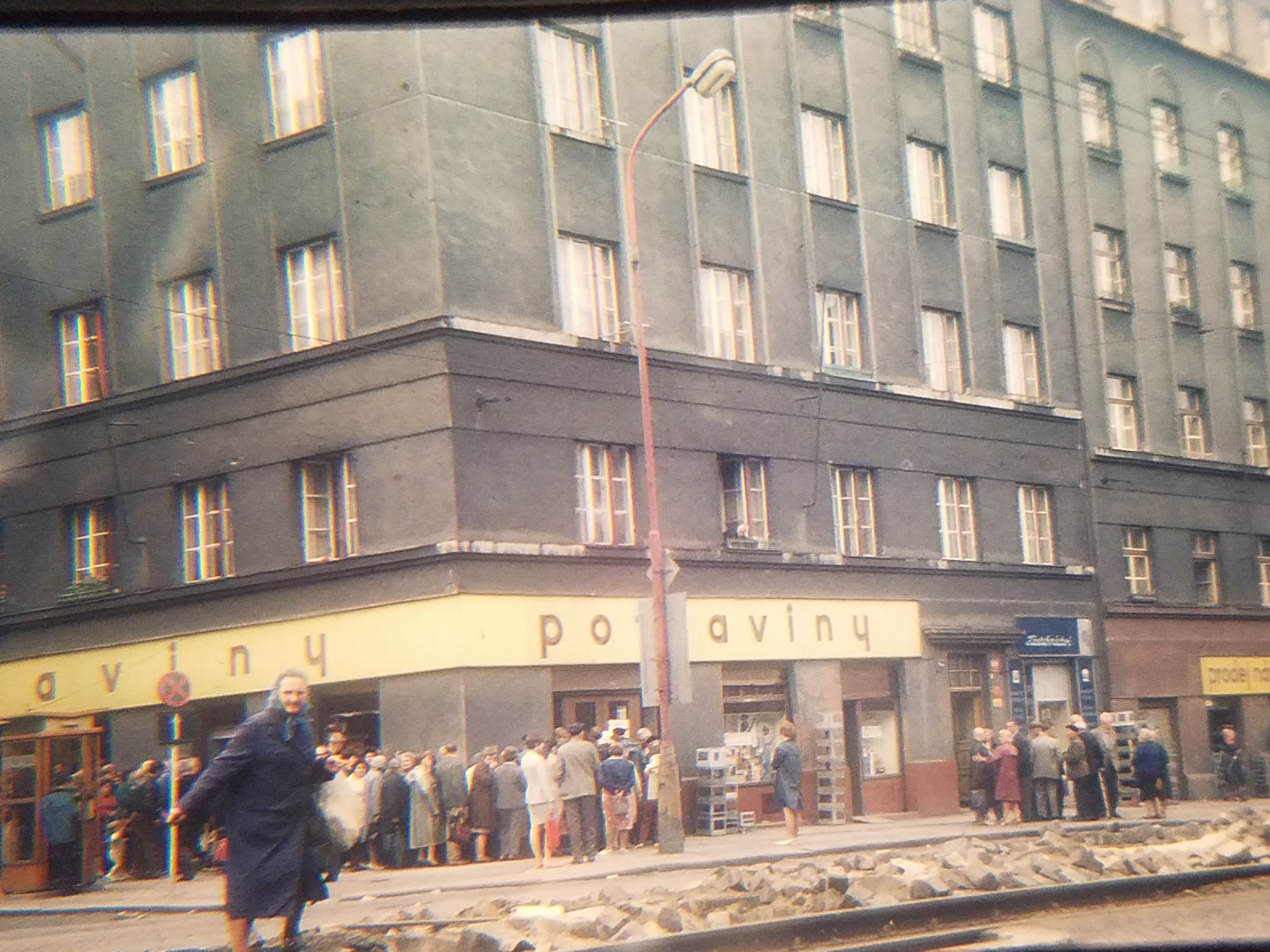 Lines in font of food store, Prague August 21, 1968