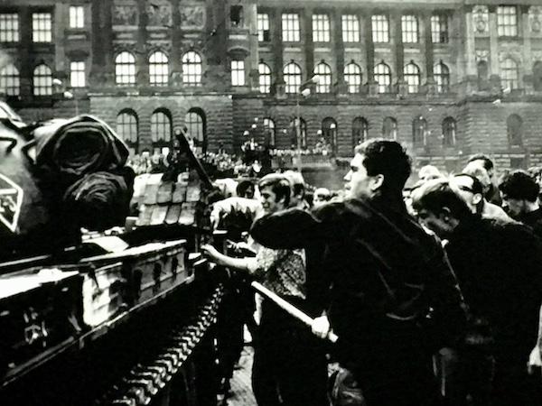 Soviet Tank with students in Prague 1968