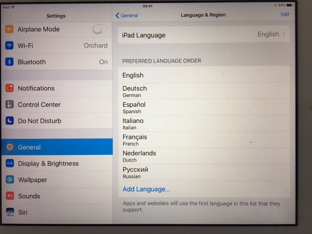 iPad language change screen - Gamesforlanguage.com