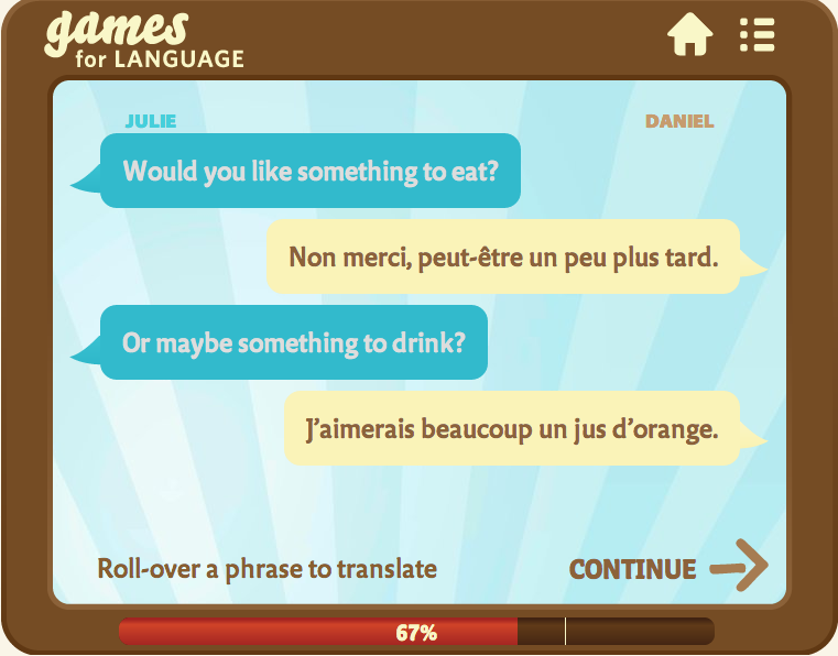 Dialogue Screen - Gamesforlanguage.com