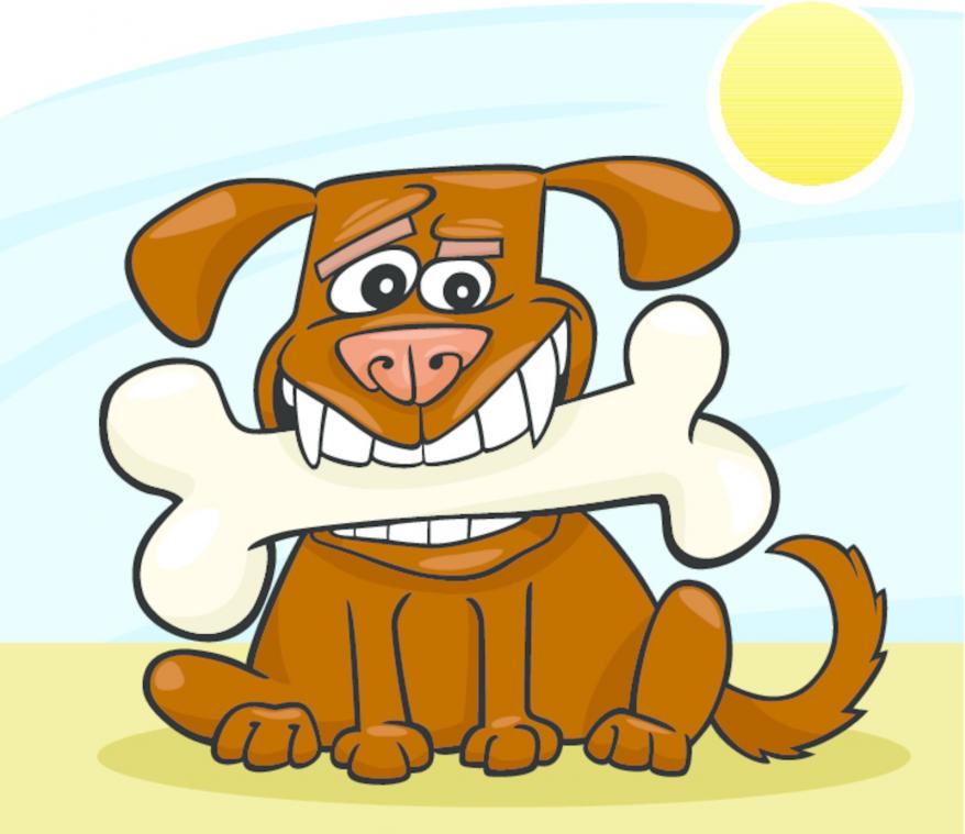 dog cartoon with big bone 