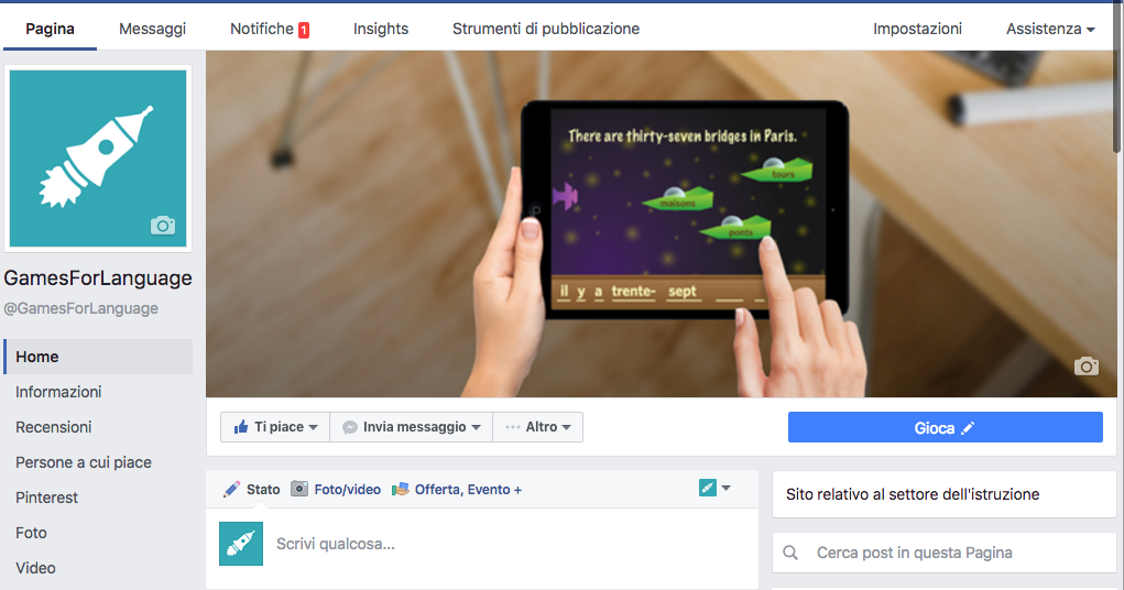 Gamesforlanguage Facebook Page