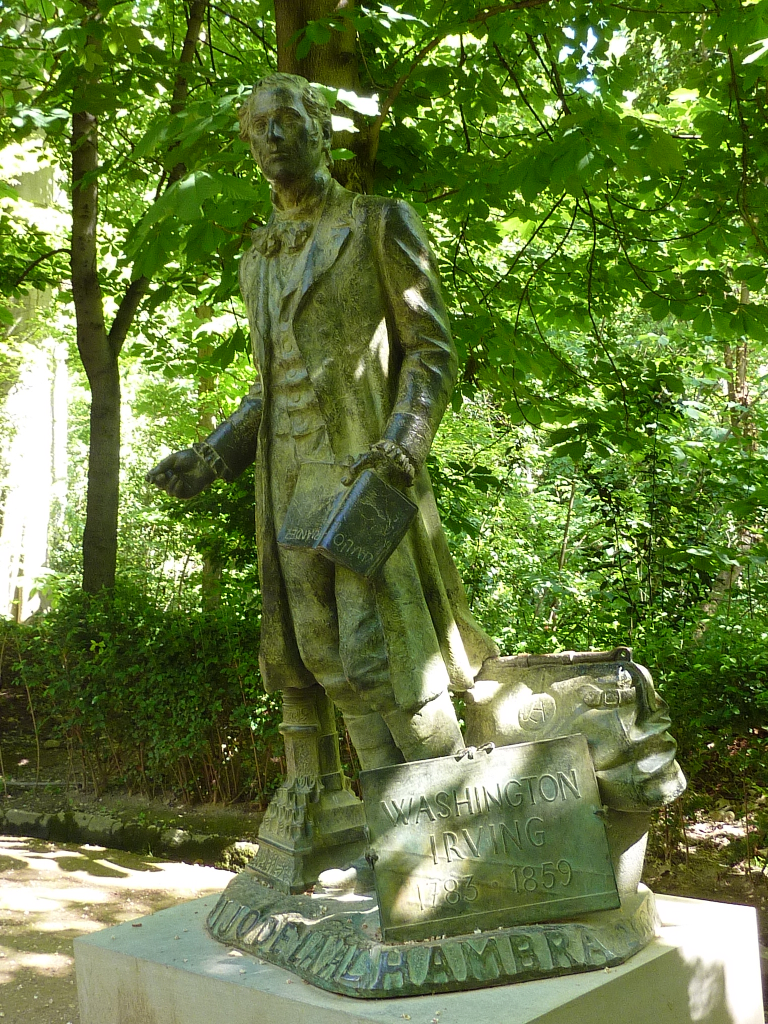 Washington Irving Statue in Alhambra, Granada, Spain