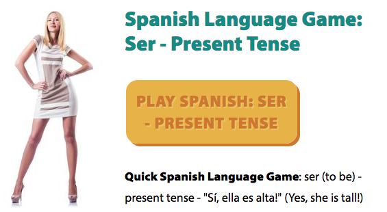 Gamesforlanguage screenshot of "Ser" Quick Language Game