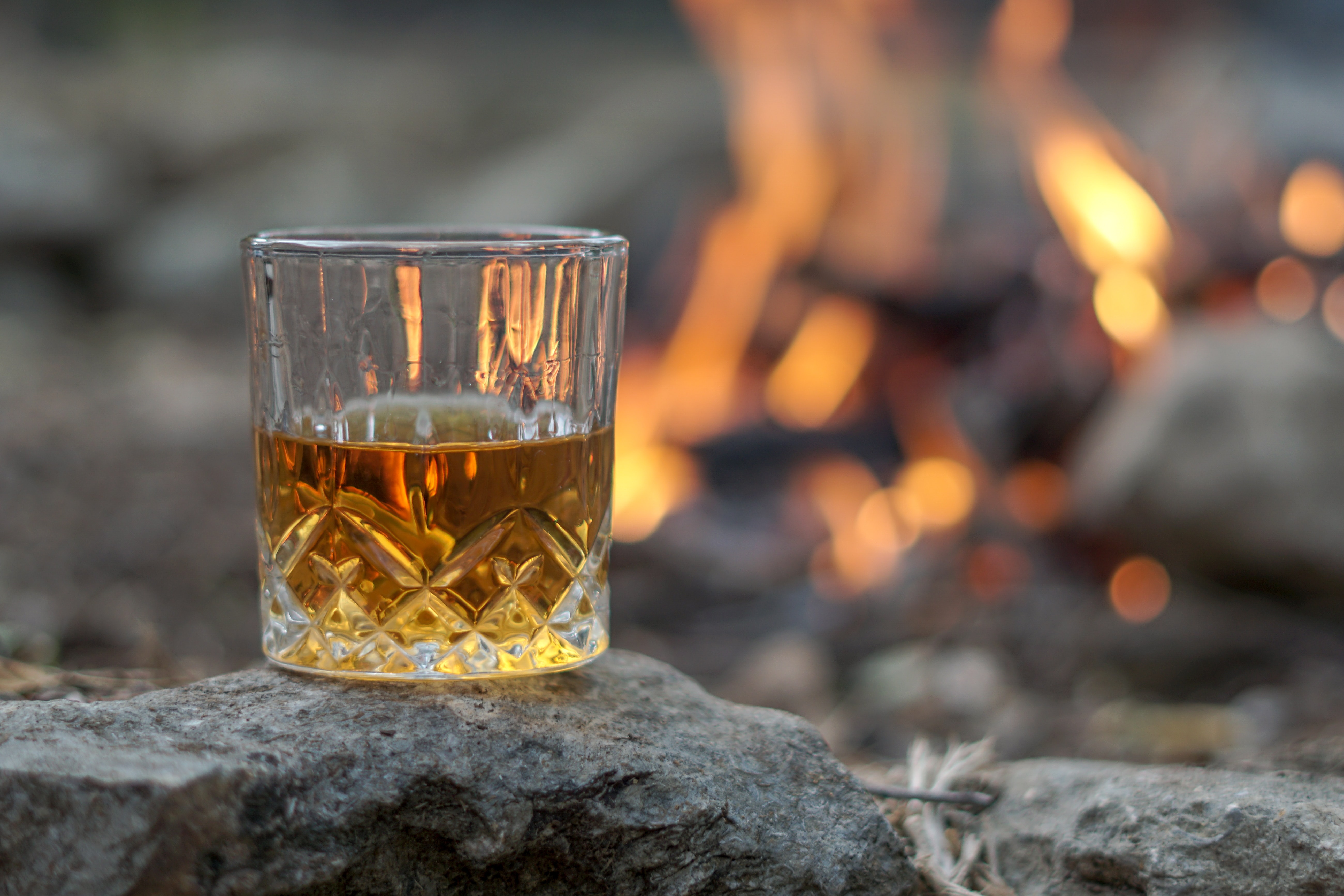 Glass in front of fireplace