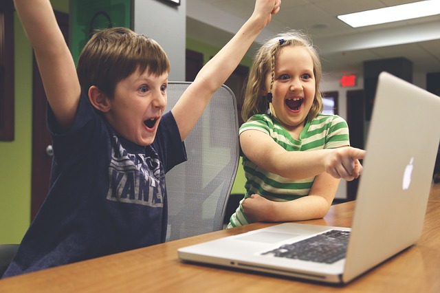 Boy and girl having fun 