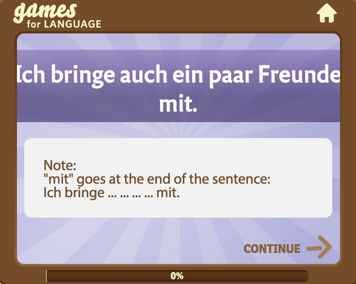 Screenshot German "mit" Quick Game