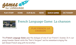 screeshot of Gamesforlanguage.com Quick Game: La chanson