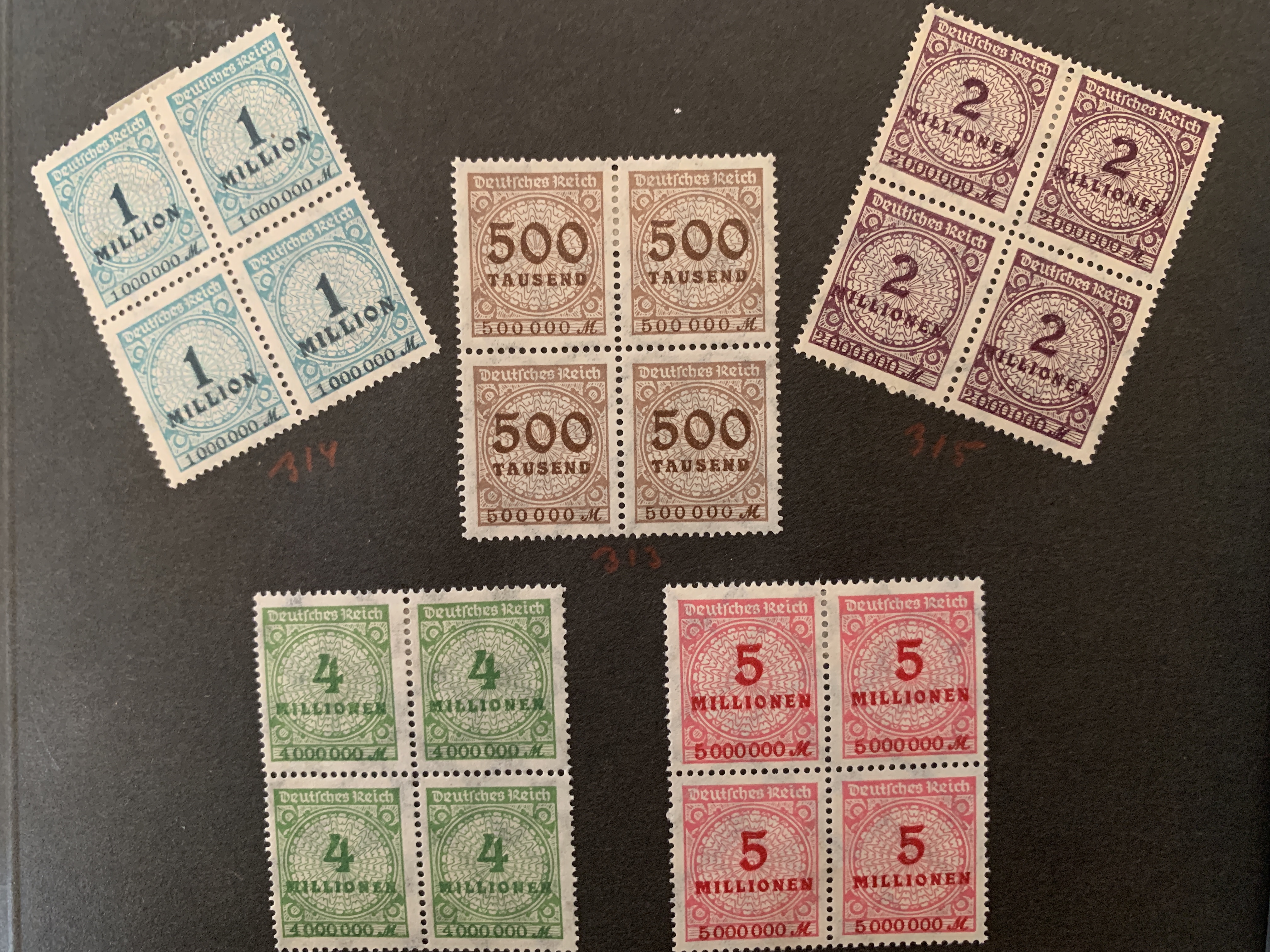 1-5 Millions stamps during German Hyperinflation