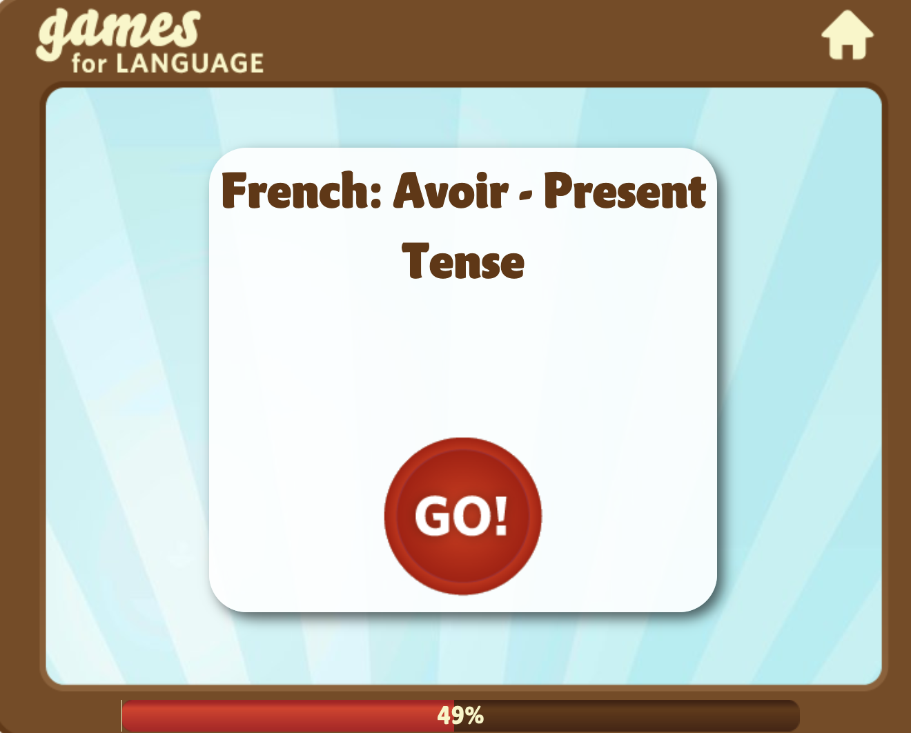 screen shot of French Language Game: avoir - Present Tense