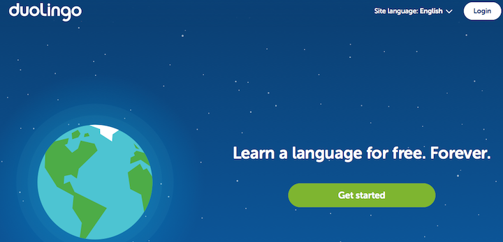 Duolingo homepage screensheot