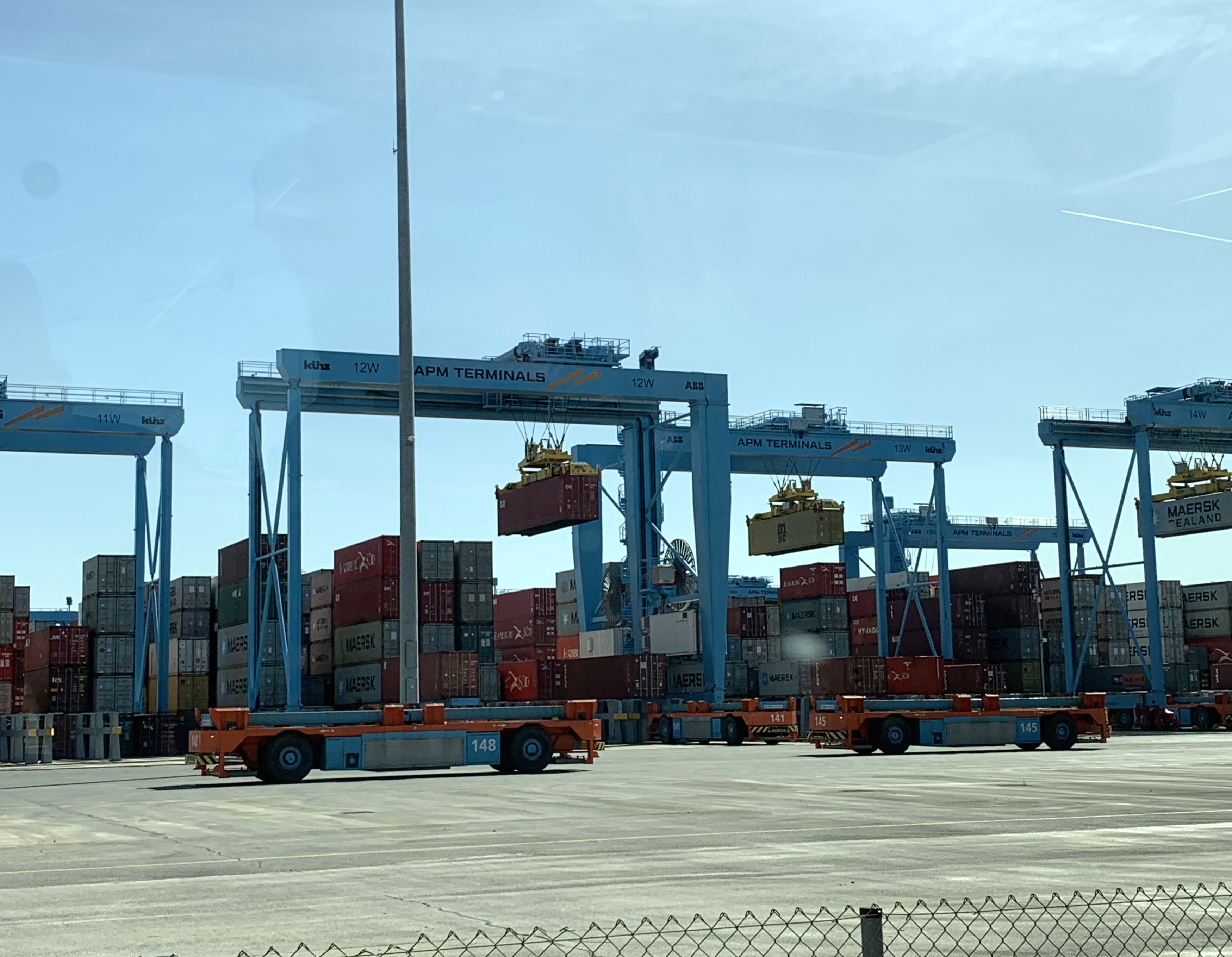 Driver-less container carts at Europort, Rotterdam