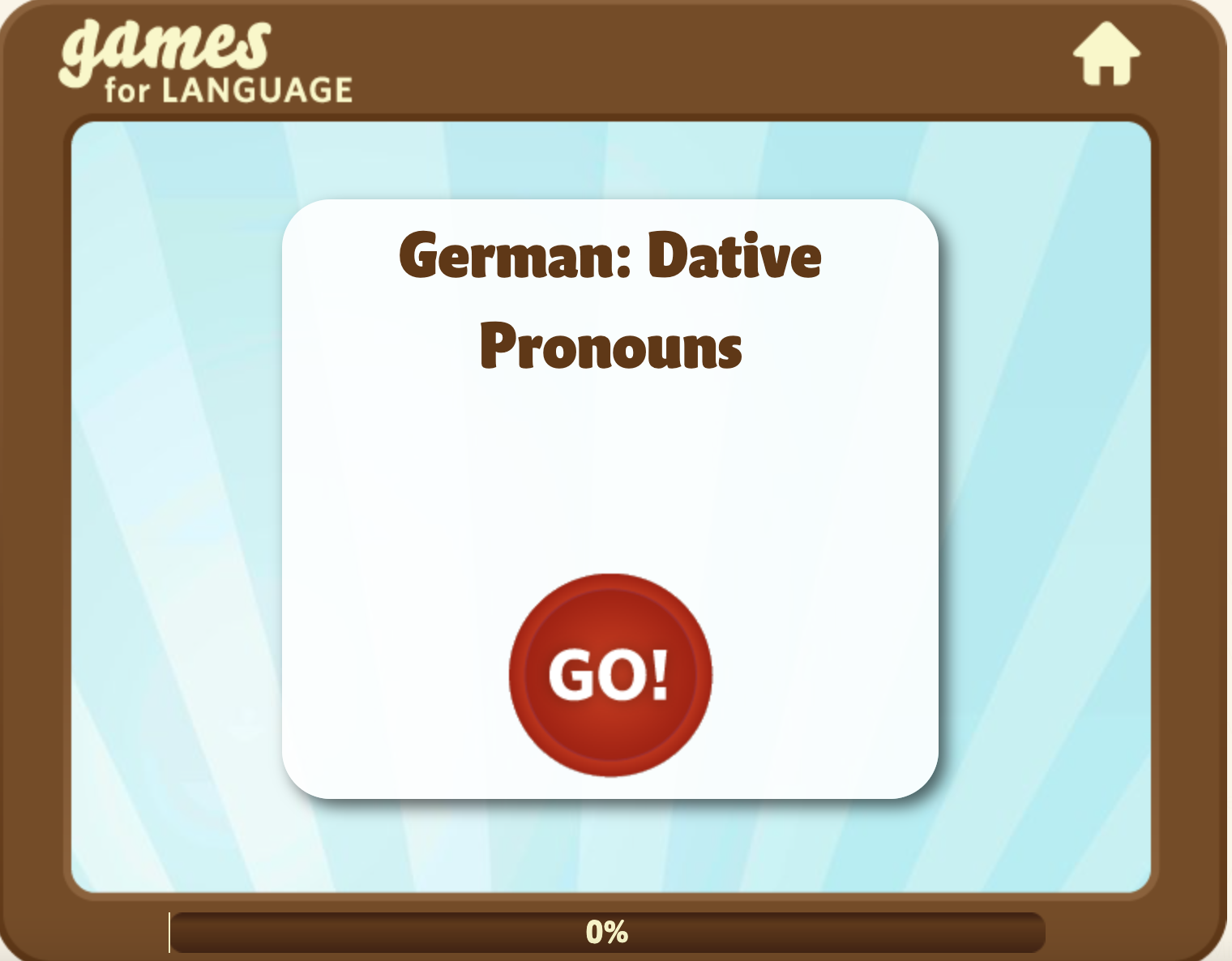 Screenshot of Gamesforlanguage Dative Game