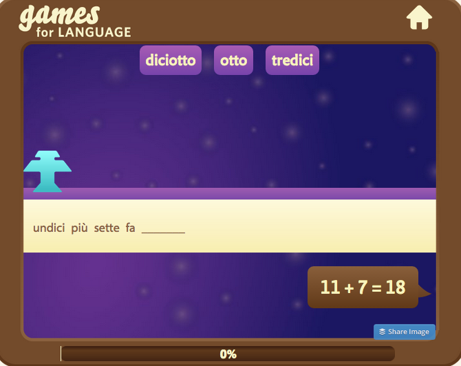 Italian numbers shootout - Gamesforlanguage.com