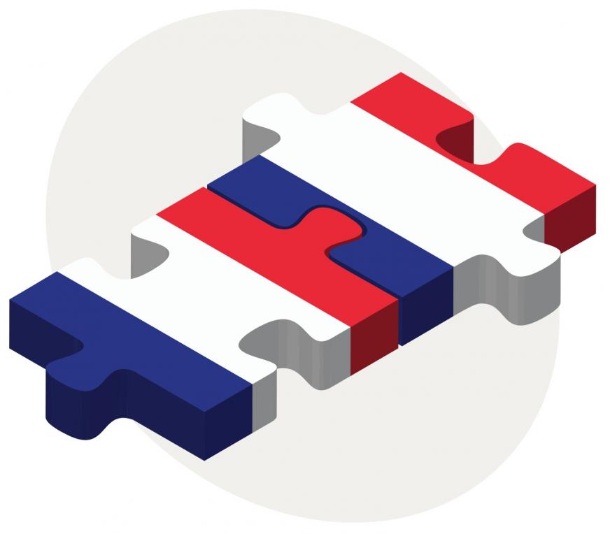 French flags as connected puzzle pieces
