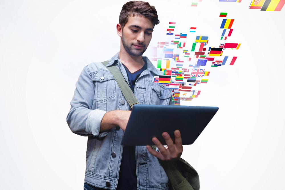 Man studying laptop