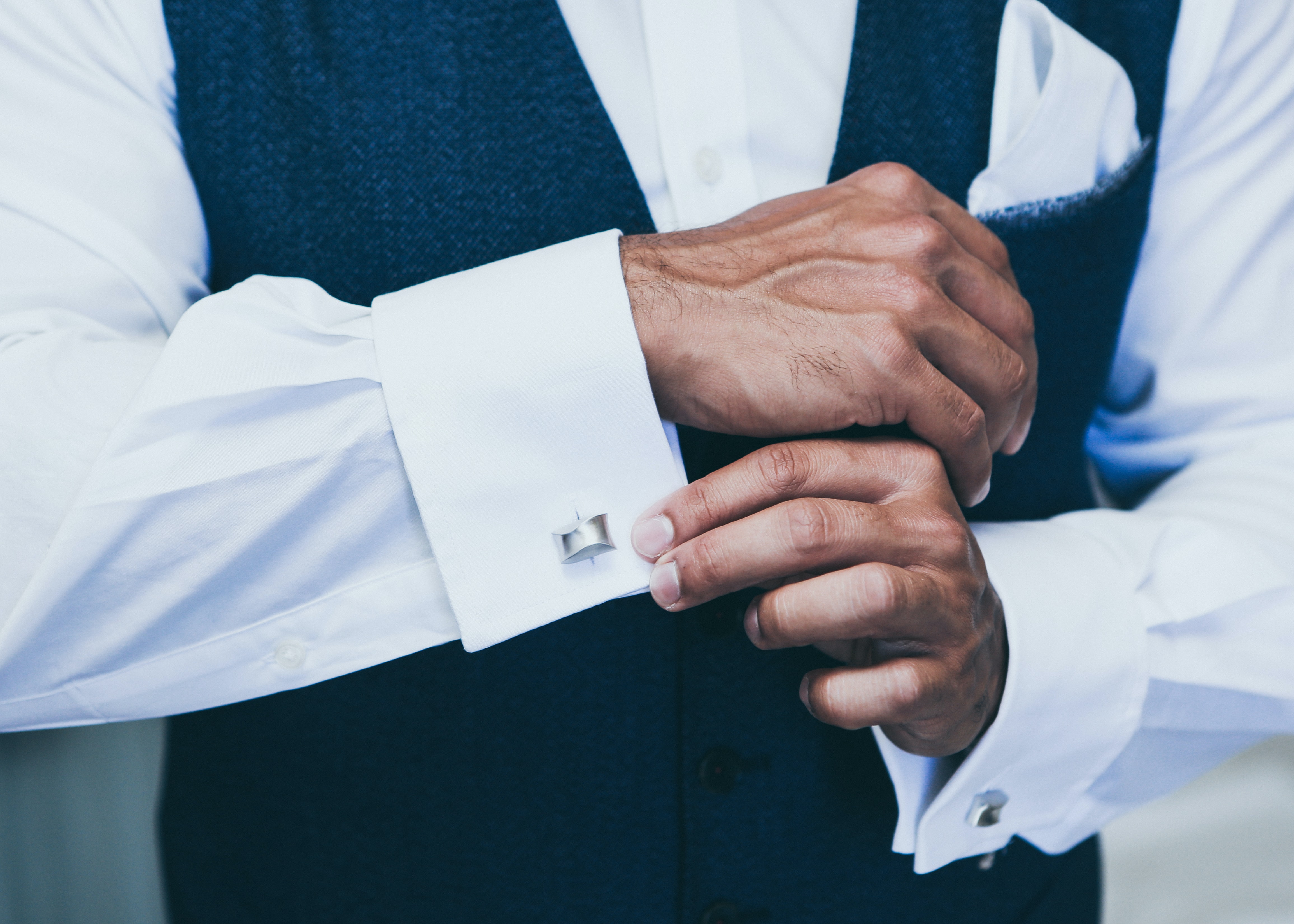 Cuff links on white shirt