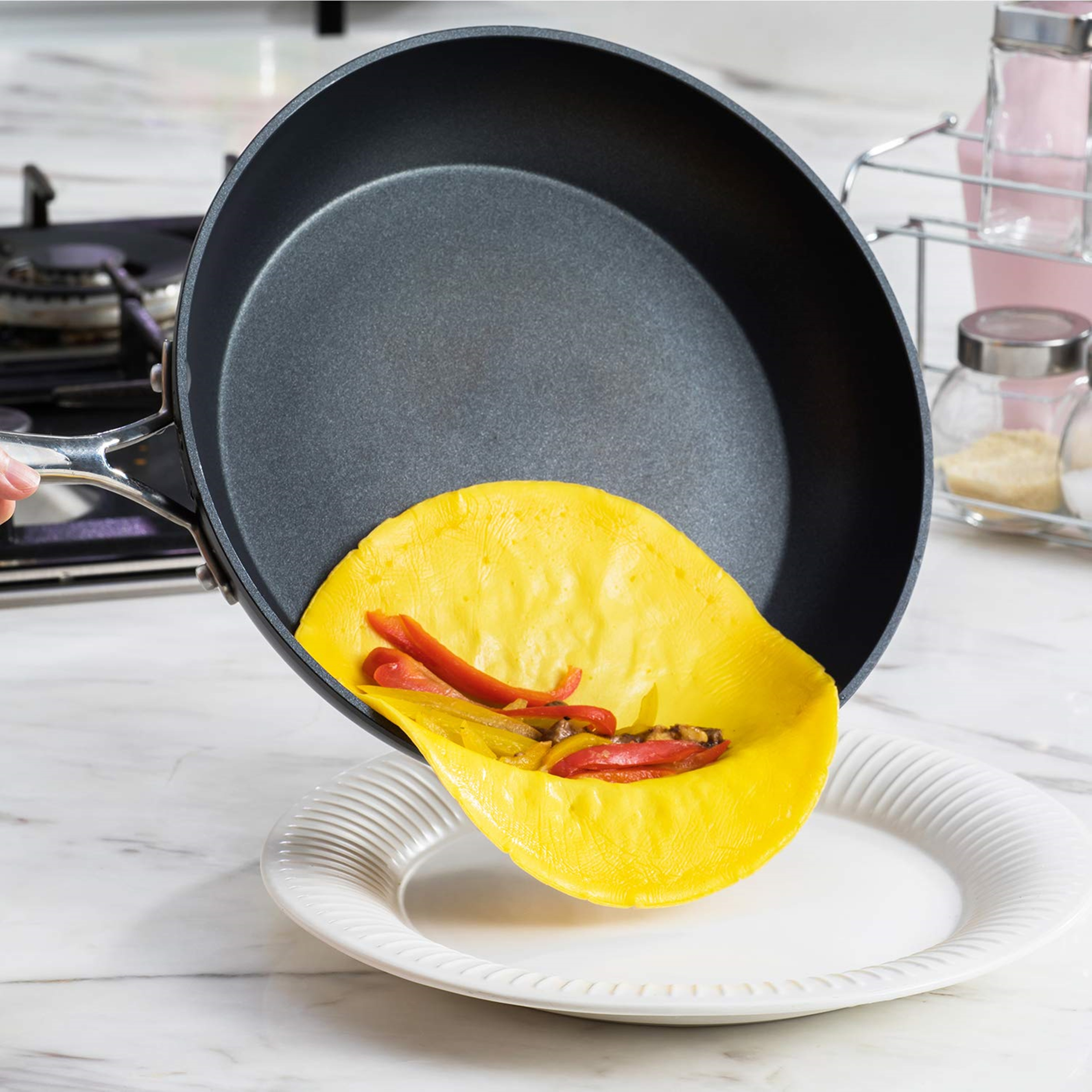 Serving an omelet