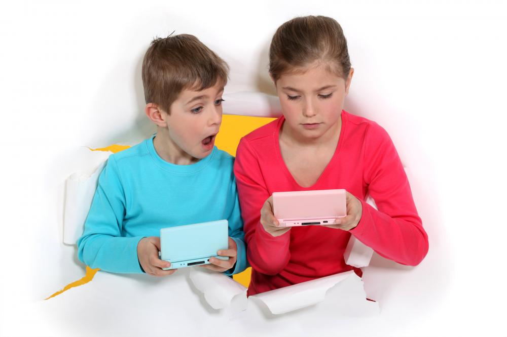 boy andgirl playing video game