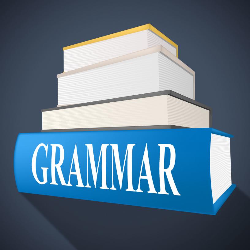 grammar books stacked