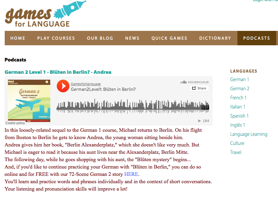 Gamesforlanguage:German 2 Podcast screenshot