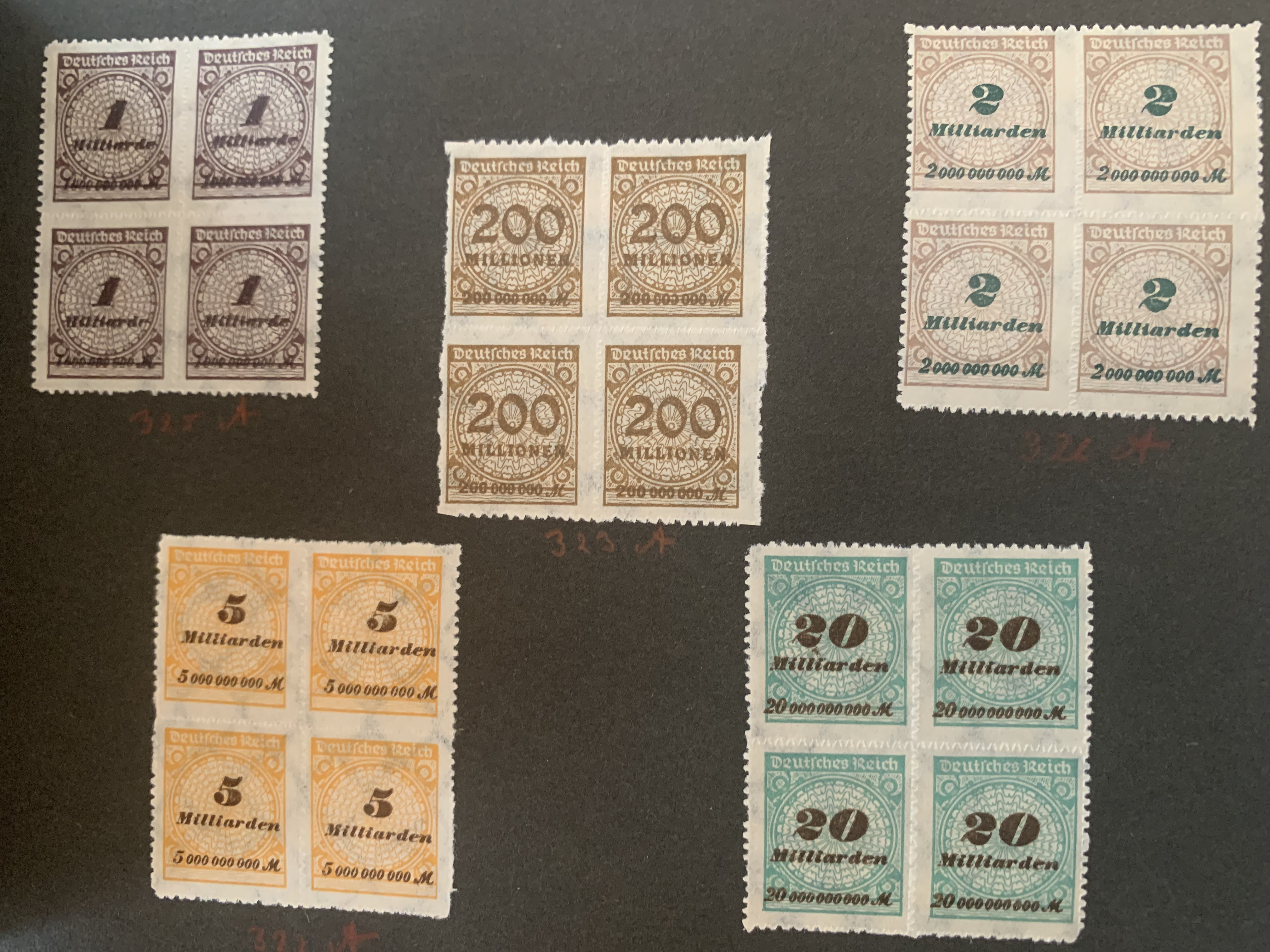 Milliarden stamps during German hyperinflation