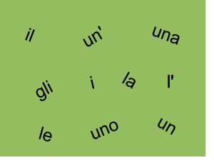 italian language articles game