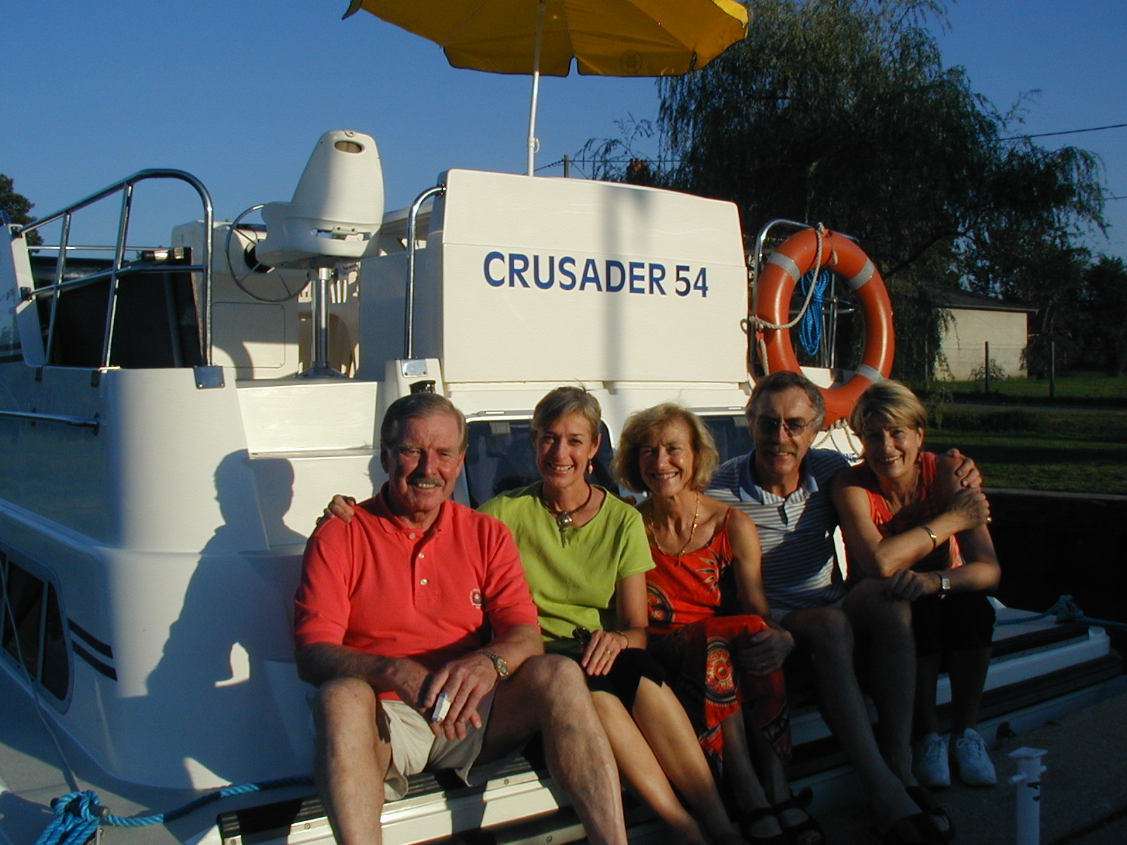 Crew on Canal Boat in Marina