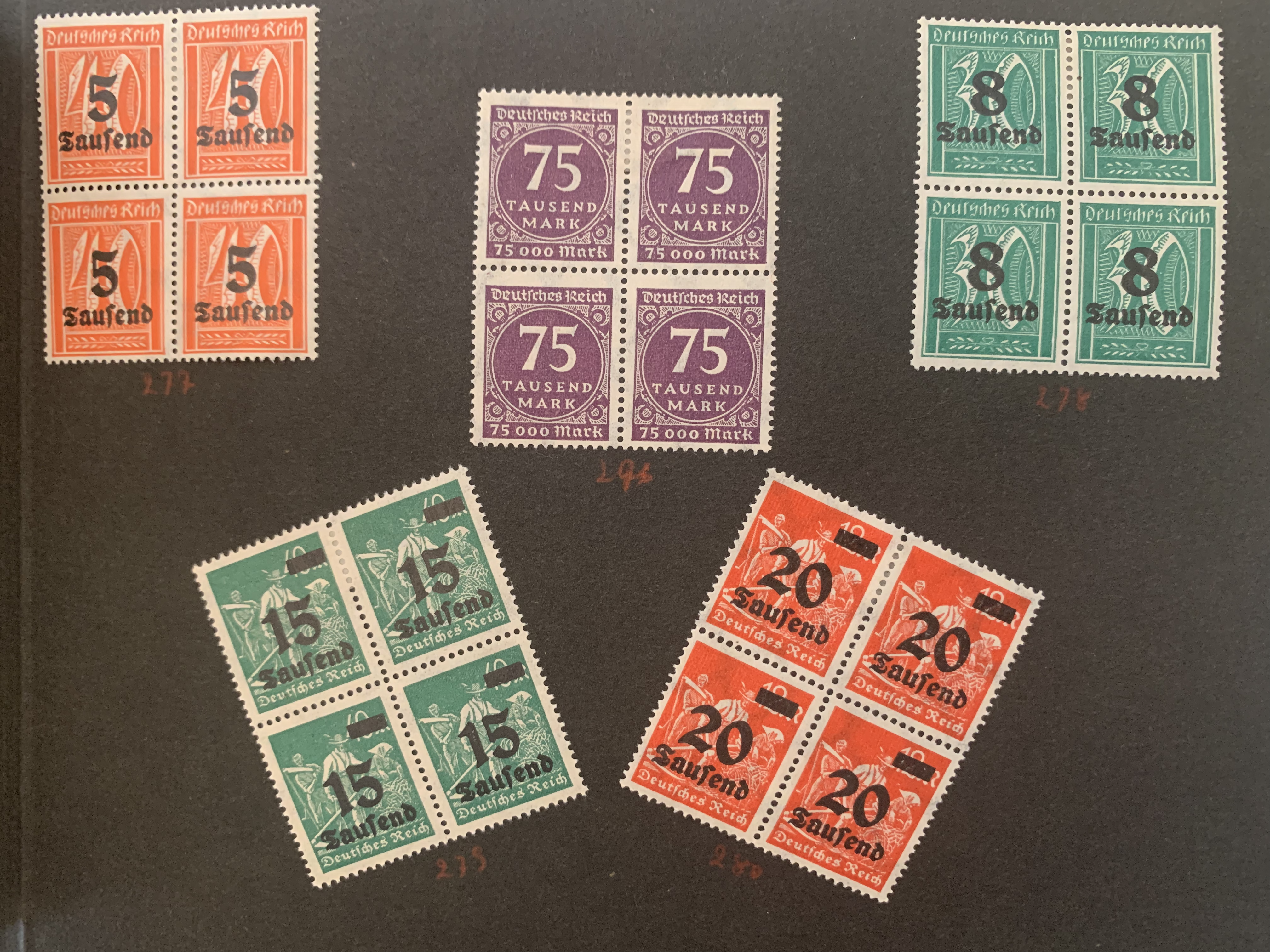 Overprinted stamps during German hyperinflation