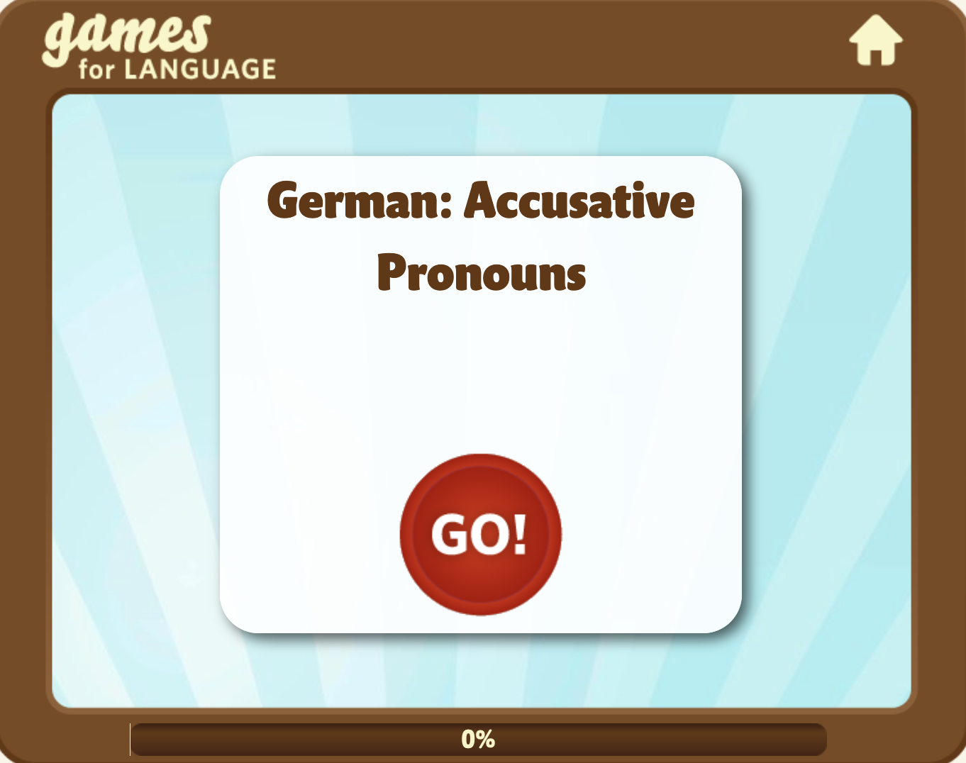 Screenshot of Gamesforlanguage Accusative Game