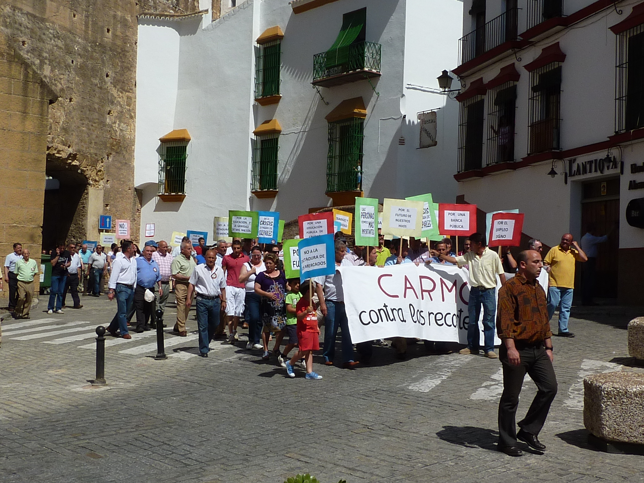 Worker's demonstration in Carmona, Spain