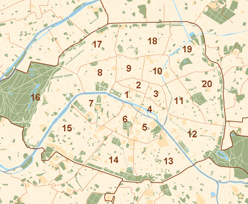 Paris arrondissments map