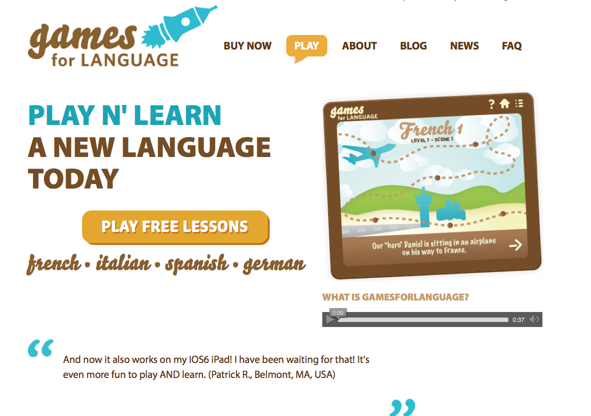 old homepage - Gamesforlanguage  