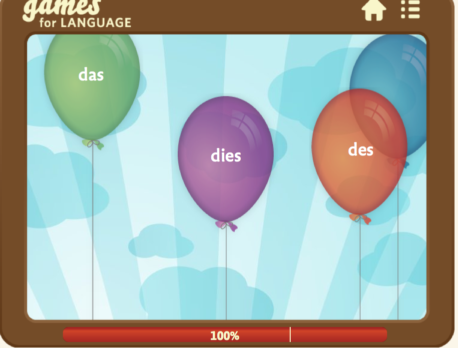 German Ballon words screen